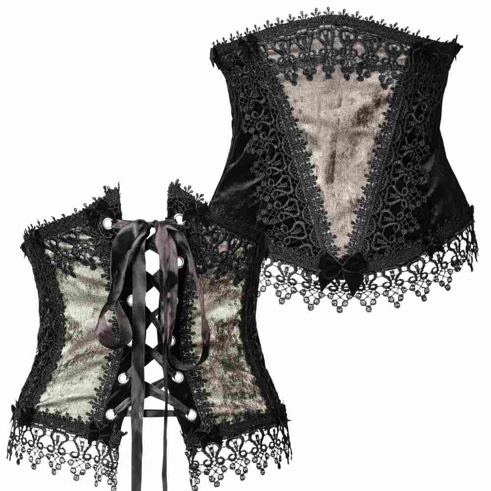 Sinister - K079 Underbust korset - Zwart/Bronskleurig